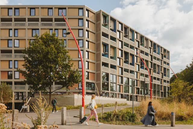 The iconic concrete Park Hill flats, a vibrant space for communities to enjoy.