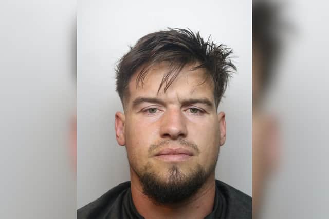 John Patrick Lee, 33, of Long Acre View, Sheffield, was caught on CCTV stealing a crane from Derbyshire