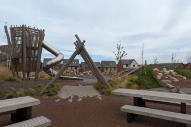Vandals reportedly remove safety bolts holding together children's play equipment on Highwall Park on the Waverley Estate in Rotherham.