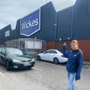 Rachel Armitage's daughter at the Wickes car park where Rachel was asked to pay a £100 fine for picking up her sons. Photo: Rachel Armitage