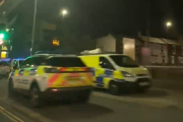 The police cordon at Myrtle Road, Heeley, after the tragic death of a pedestrian who was involved in a collision with an ambulance. Photo: Iconic Media