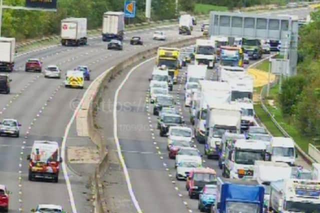 A queue stretching two miles long has formed on the M1 Southbound between J35 and J34 near Sheffield following a 'multi-vehicle crash' at around 12.30pm on September 11, 2026.