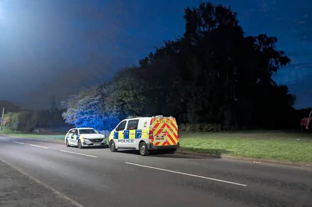 A heavy police presence on Blyth Road in Maltby