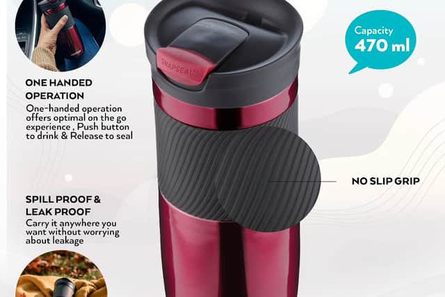 No matter what's going on in your life, the stainless steel Byron travel mug is the ideal companion. It makes taking your favourite beverages on the road more hassle-free than ever before.