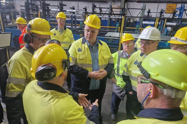 Minister Blair McDougall visited Speciality Steel's Rotherham site in the wake of the Government announcement's to nationalise the firm.
