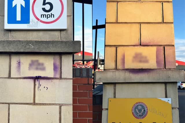 Another of the "racist and homophobic" messages painted by Aird