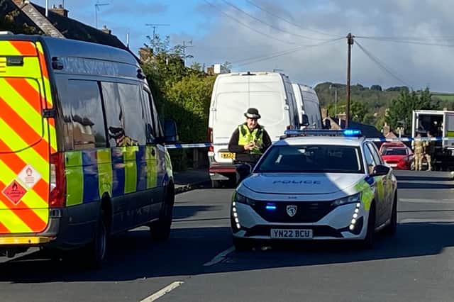 A strong police presence is in place at High Green after residents have been evacuated from their homes.