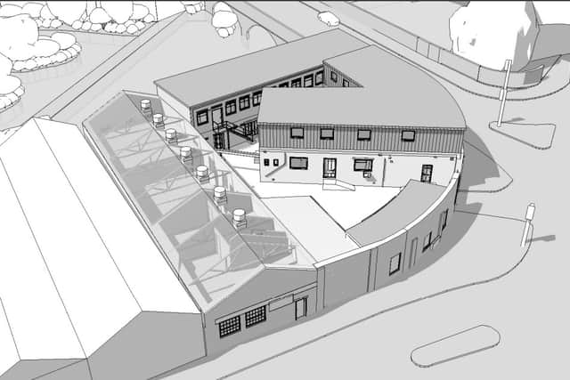 An artists impression shows how the Crystal Ship studios, on Burton Weir Works, Warren Street, will look after it is extended. Picture: Studio JAMB