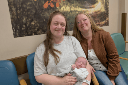 Lauren's mum, Alydia Fox, donated her kidney to her six years ago. Now, Lauren has given birth to a healthy baby boy, Elijah.