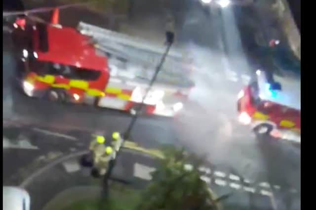 Firefighters on Oxford Street, near Upperthorpe, ordered the evacuation of a high rise block of flats. Photo: Submitted