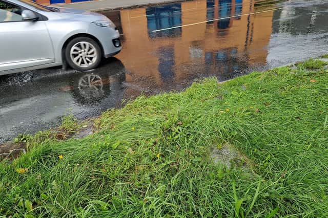 Water can be seen bubbling out of the ground on St Mary's Road, Sheffield.