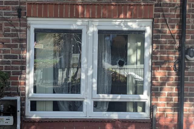Bullet hole in the window