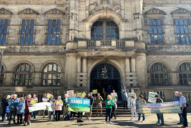Green belt campaigners outside the Town Hall ahead of full council