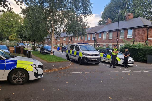 Police cordon at Horninglow Road, off Barnsley Road, next to Longley Park Sixth Form, Sheffield. Photo: Finn Smith, Iconic Media