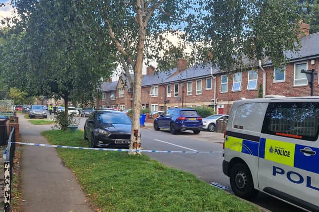 Police cordon at Horninglow Road, off Barnsley Road, next to Longley Park Sixth Form, Sheffield. Photo: Finn Smith, Iconic Media