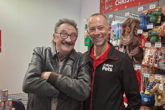 Paul Chuckle with Jollyes Pets CEO Adam Dury