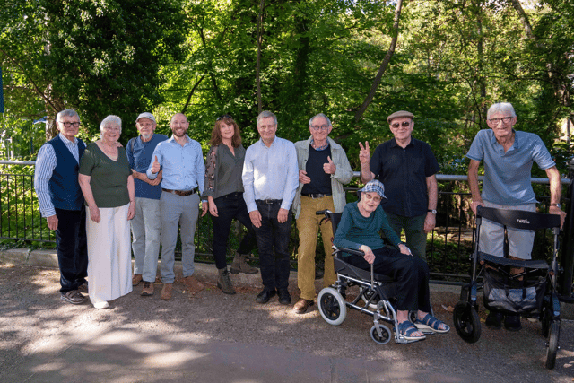 Campaigners celebrate after winning the battle for a riverside path on Troutbeck Road, Millhouses.