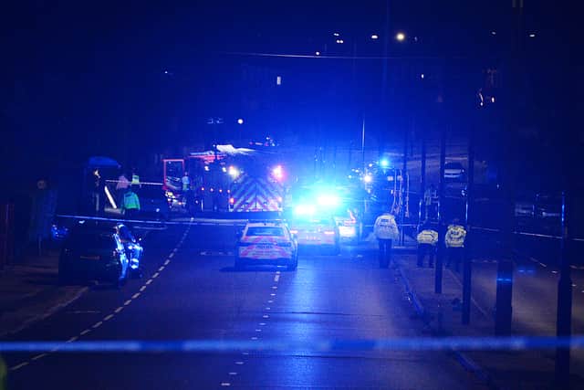 Police taped off East Bawtry Road following the collision