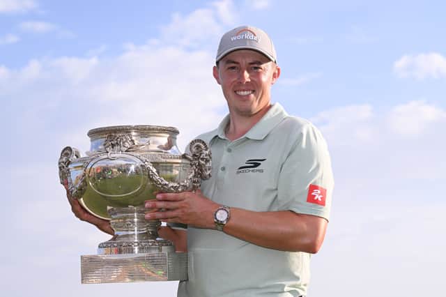 Matt Fitzpatrick of England poses with the trophy following victory on day four of the FedEx Open de France at Le Golf National on September 27, 2026 in Guyancourt, France. (Photo by Stuart Franklin/Getty images)