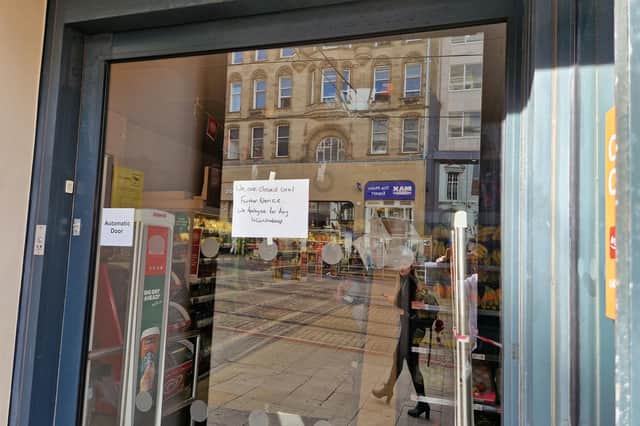 The closed notice on the Sainsbury's store