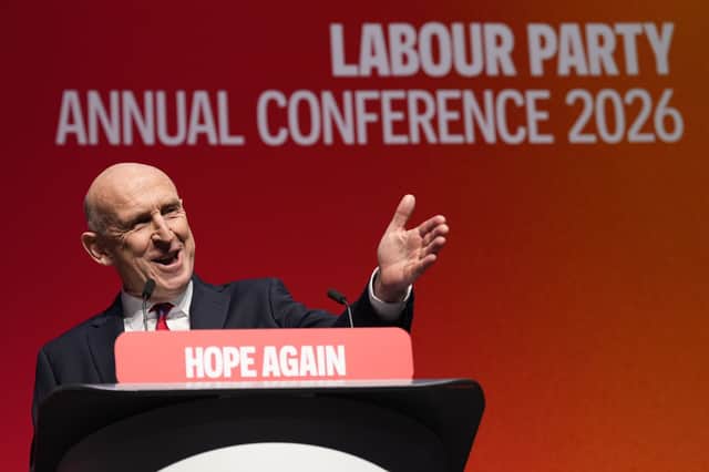 John Healey speaking at Labour Party conference
