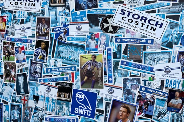A display of stickers at The Wednesday Warehouse