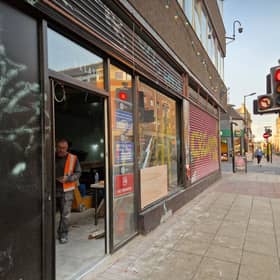 Workmen have started transforming the former Creams ice cream parlour into a Fat Hippo restaurant. Photo: David Kessen, Iconic Media