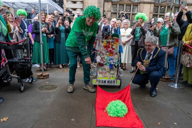 The Man with the Pram John Burkhill was honoured with a star on the Sheffield Legends walk of fame outside Town Hall on September 29, 2026.