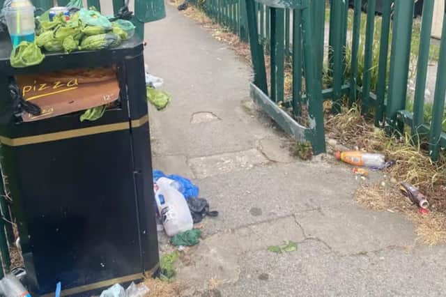 Overflowing bin in Anston