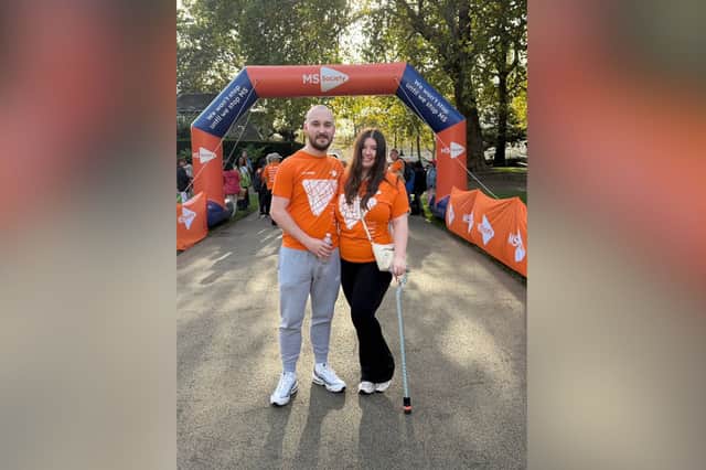 Sheffield woman Eleanor Kitson, 23, who lives with MS, completed a 5km route at the MS Walk in London on September 26, 2026.