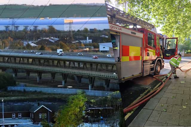 Firefighters are managing a controlled blaze near Tinsley Viaduct in Sheffield