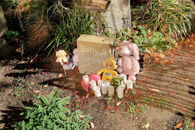 A memorial to 'Baby S' - now named as Maria Skopova - at Barkers Pool