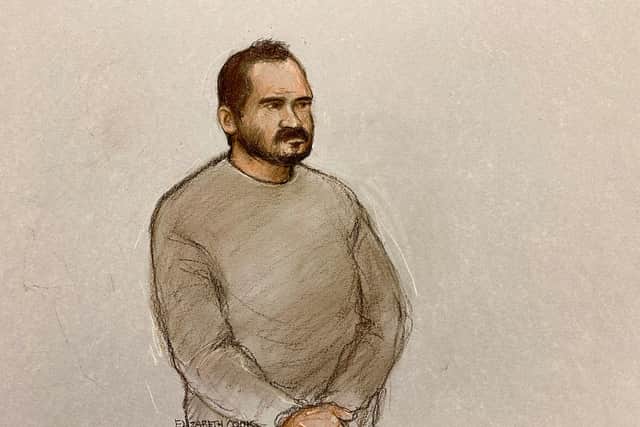 Court artist sketch of Joshua Kerry at an earlier hearing (Elizabeth Cook/PA)