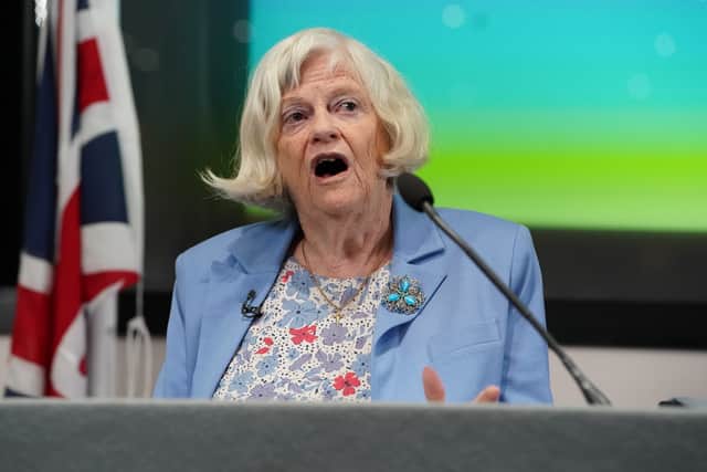 Ann Widdecombe speaking during a Reform rally (Lucy North/PA)