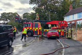 Firefighters at Dalton Lane, Rotherham on October 5, 2026, after a fire led to a road closure. Photo: Joe Cawthorn, Iconic Media