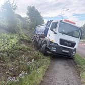 Police are investigating after thieves attempting to steal a skip let a lorry roll down hill