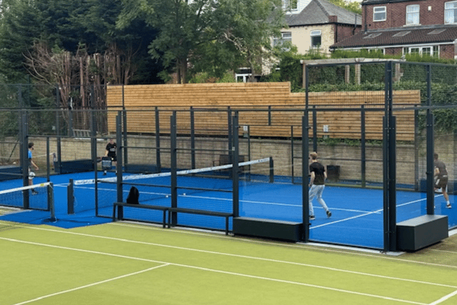 The padel court backs up to the gardens of Dunkeld Road
