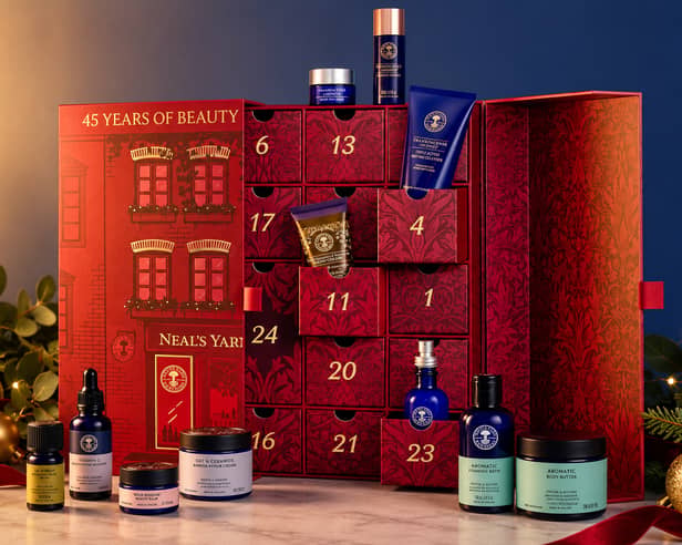 Neal's Yard Remedies' 45th Anniversary Advent Calendar contains 25 skincare, bath, body and wellbeing treats worth more than £500, including 17 full-size products.