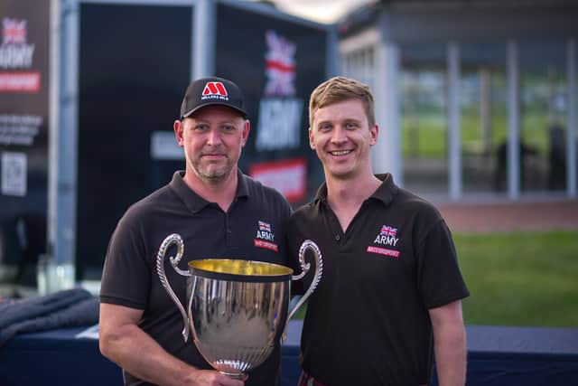 Former British Army veteran Mark Jones, left, has emerged as a champion motorsport driver at the 2026 Armed Forces Race Challenge in only his second year competing.