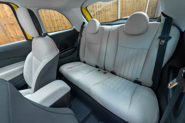 The rear seats are quite small, but this being a bigger 500 platform, they're not unusable