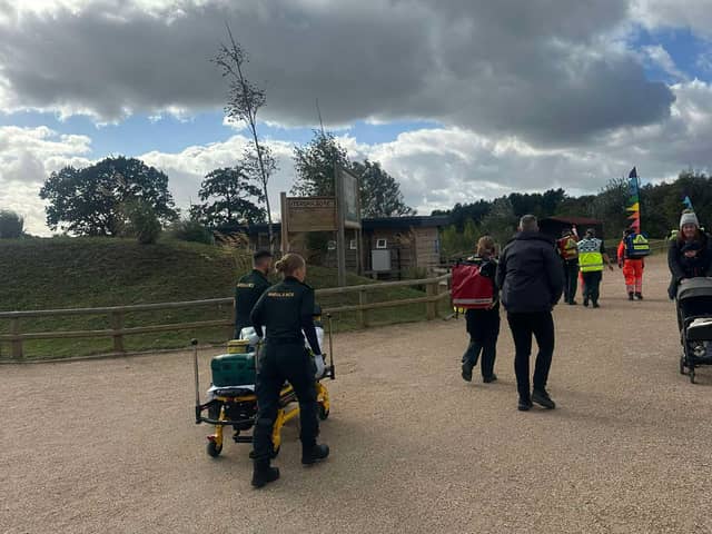 Paramedics at Yorkshire Wildlife Park after a man was mauled by a tiger