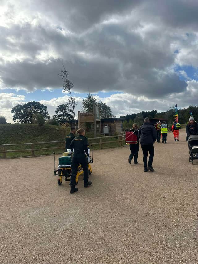 Paramedics at Yorkshire Wildlife Park after a man was mauled by a tiger