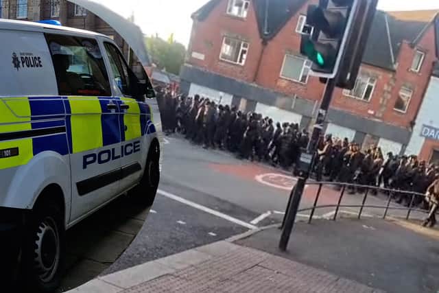 South Yorkshire Police have said they had "no prior notification" of a protest on the streets of Darnall