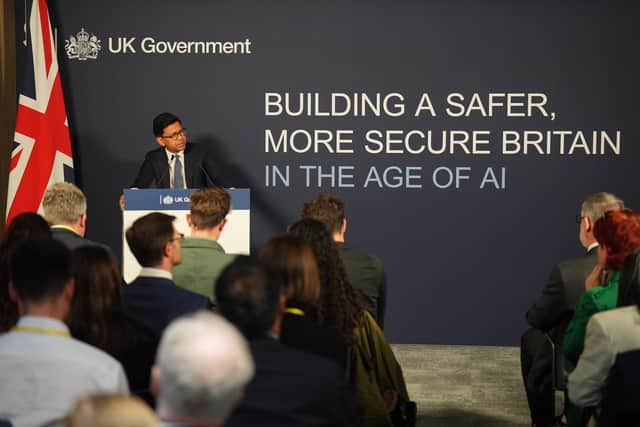 AI minister Kanishka Narayan delivers a speech on strengthening the UK’s resilience to AI risk at Base One in North Acton, London (James Manning/PA)