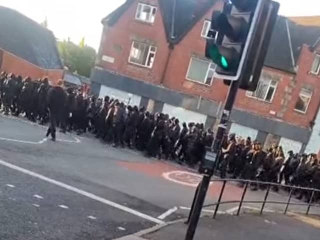 A group of people believed to be associated with Patriot Platform marched through the streets of Darnall, in Sheffield, on Sunday, October 11
