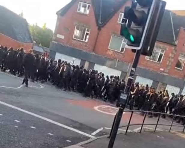 A group of people believed to be associated with Patriot Platform marched through the streets of Darnall, in Sheffield, on Sunday, October 11