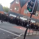 A group of people believed to be associated with Patriot Platform marched through the streets of Darnall, in Sheffield, on Sunday, October 11
