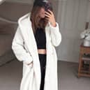 Stacey Solomon has praised this Amazon cosy teddy coat for being warm without feeling too heavy.