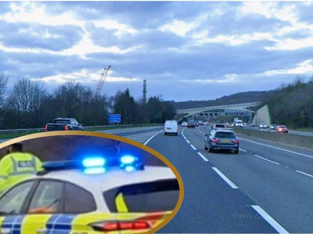 Emergency services at junction 34 of the M1 near Meadowhall. Photo: Google, Iconic Media