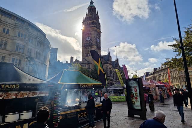 Fargate, in Sheffield City Centre, is currently the site of an international market bringing unique food offerings and stalls to the city
